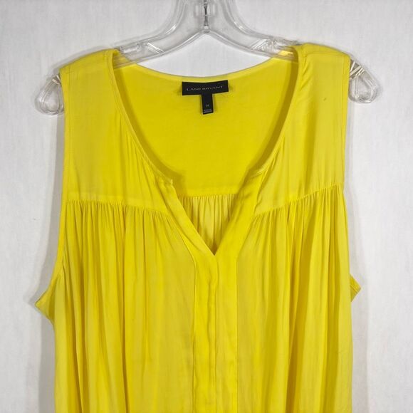 Lane Bryant Plus Size 22 24 Top Yellow‎ Chiffon Sleeveless Flowy Long Tunic 1349 - Picture 3 of 8